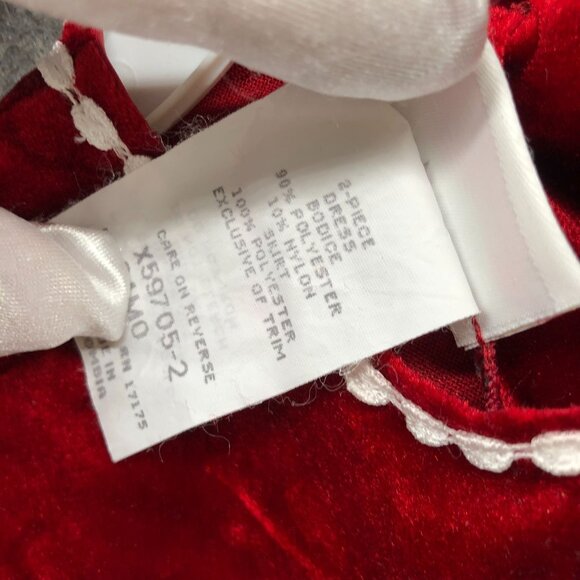 Vintage Bonnie Baby 18-24M Christmas Dress Puff Sleeve Red Velvet Tulle Party - Picture 5 of 6